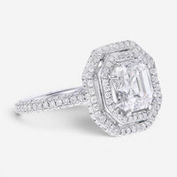 Diana M. Jewels Double Halo Platinum Diamond Engagement Ring Sz. 6 EM344