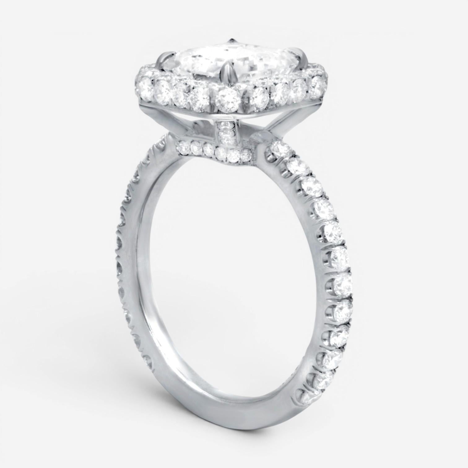Diana M. Jewels Emerald Cut Halo Platinum Diamond Engagement Ring Sz. 6 EM466