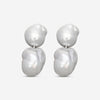 ASSAEL - South Sea Cultured Baroque Pearl Connector Earrings; 22.5 - 14.7mm, Platinum w. Clip Backs - EPC-WSSB00006 - THE SOLIST