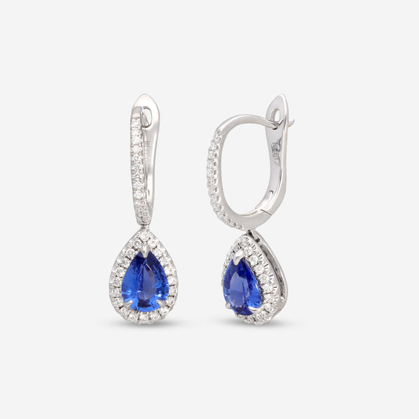Ina Mar 18K White Gold Pear Cut Sapphire Pave Diamond Earrings ER-075312-Sapp - THE SOLIST