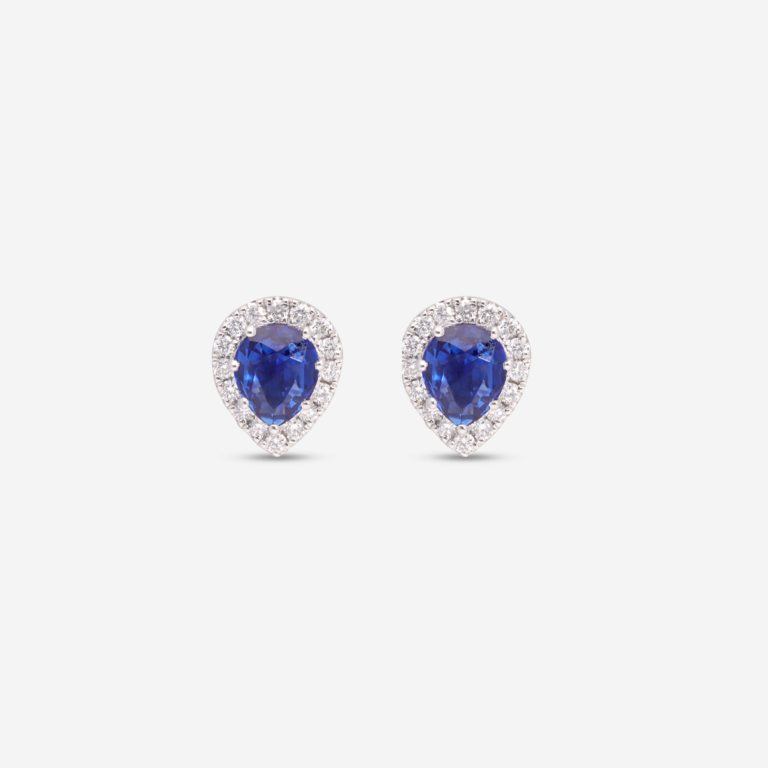 Ina Mar 14K White Gold Pear Shaped Sapphire with Diamonds Halo Stud Earrings ER-077554-Sapp - THE SOLIST