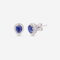 Ina Mar 14K White Gold Pear Shaped Sapphire with Diamonds Halo Stud Earrings ER-077554-Sapp