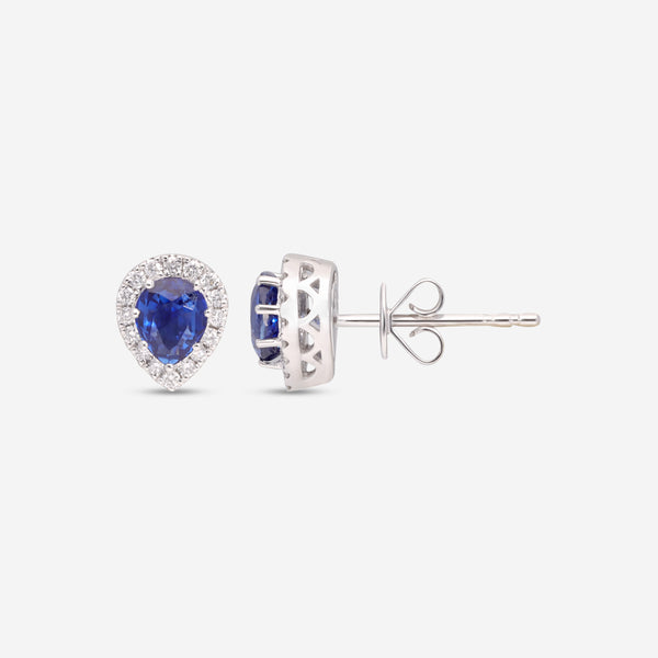 Ina Mar 14K White Gold Pear Shaped Sapphire with Diamonds Halo Stud Earrings ER-077554-Sapp - THE SOLIST