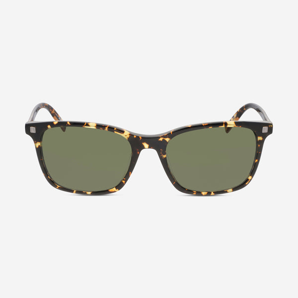 Ermenegildo Zegna Men's  Dark Havana & Green Rectangle Sunglasses EZ0181