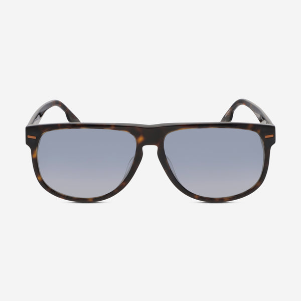 Ermenegildo Zegna Men's Dark Havana & Blue Mirror Aviator Sunglasses EZ0201