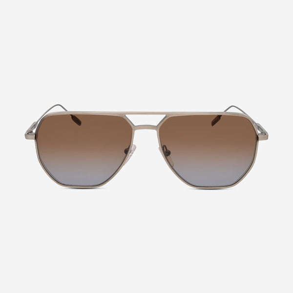 Ermenegildo Zegna Men's Matte Gunmetal & Gradient Brown Aviator Sunglasses EZ0207
