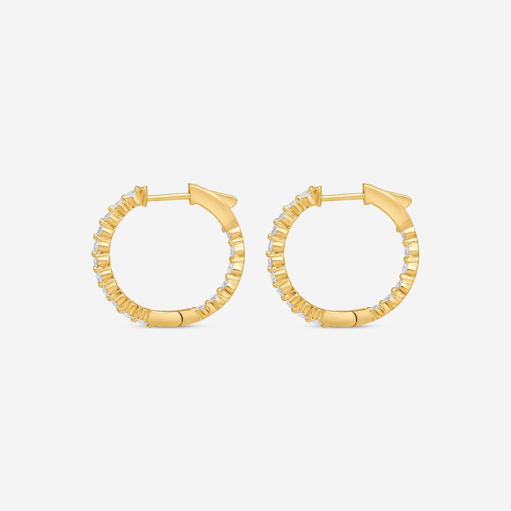 Ina Mar 14K Yellow Gold Diamond Shared Prong Hoop Earrings E1183A-FY-100F - THE SOLIST