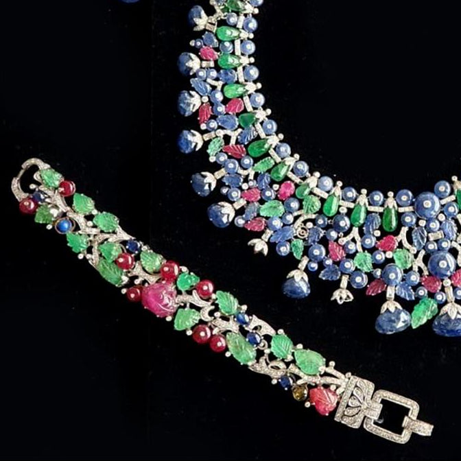 Goshwara G-One 18K White Gold Diamond & Precious Stones Choker Necklace WG0004