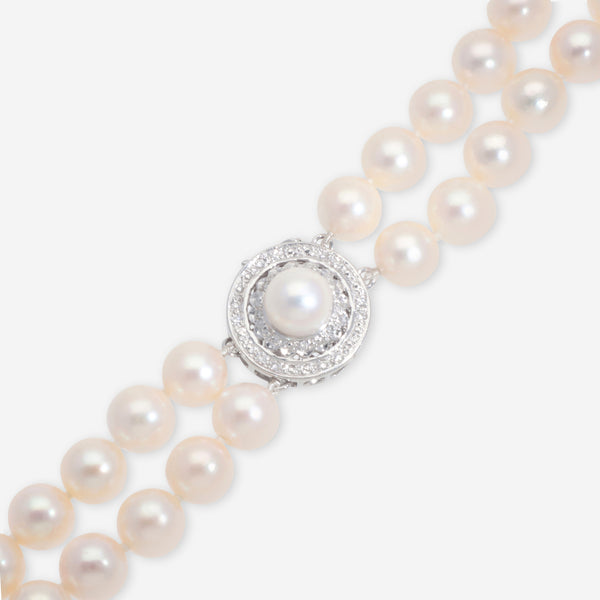 London Pearl 18K White Gold Double Row Akoya Pearl 8-8.5mm Necklace FAX5742 - THE SOLIST