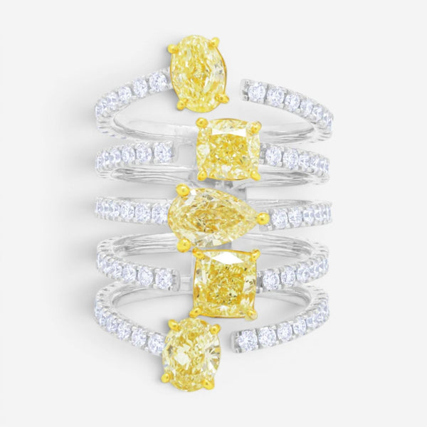 Diana M. Jewels 18K White & Yellow Gold Diamond Ring Sz. 6 FDR1228