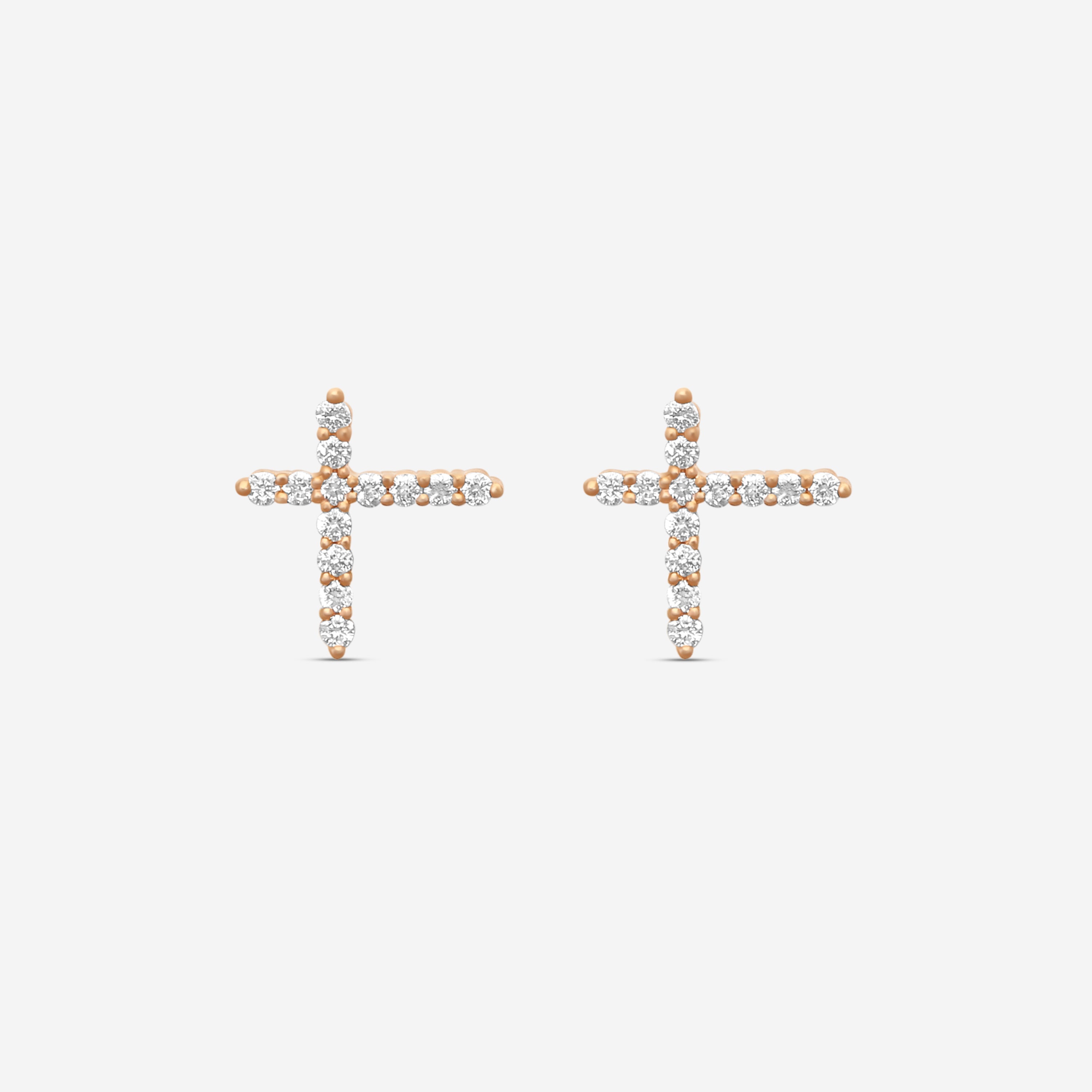 Memoire - 18K Rose Gold Luna Intercross Diamond Earrings (approx 1.7 gr / DIA .21 ct.twd) - FECS135-RG - THE SOLIST