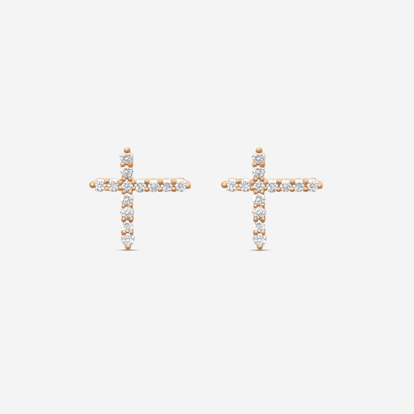 Memoire - 18K Rose Gold Luna Intercross Diamond Earrings (approx 1.7 gr / DIA .21 ct.twd) - FECS135-RG - THE SOLIST