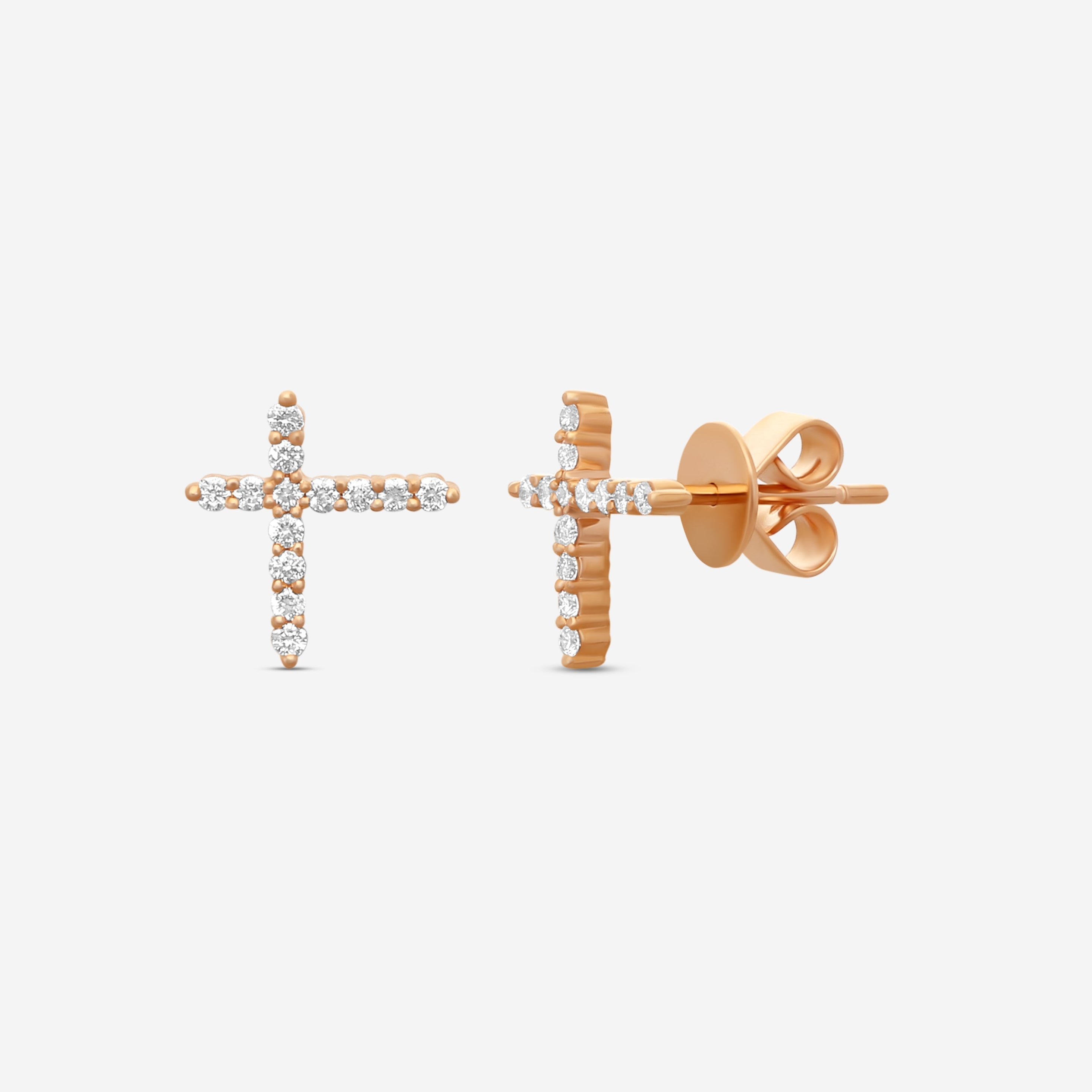 Memoire - 18K Rose Gold Luna Intercross Diamond Earrings (approx 1.7 gr / DIA .21 ct.twd) - FECS135-RG - THE SOLIST