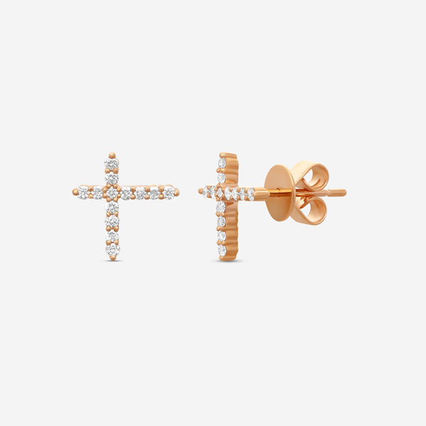 Memoire - 18K Rose Gold Luna Intercross Diamond Earrings (approx 1.7 gr / DIA .21 ct.twd) - FECS135-RG - THE SOLIST
