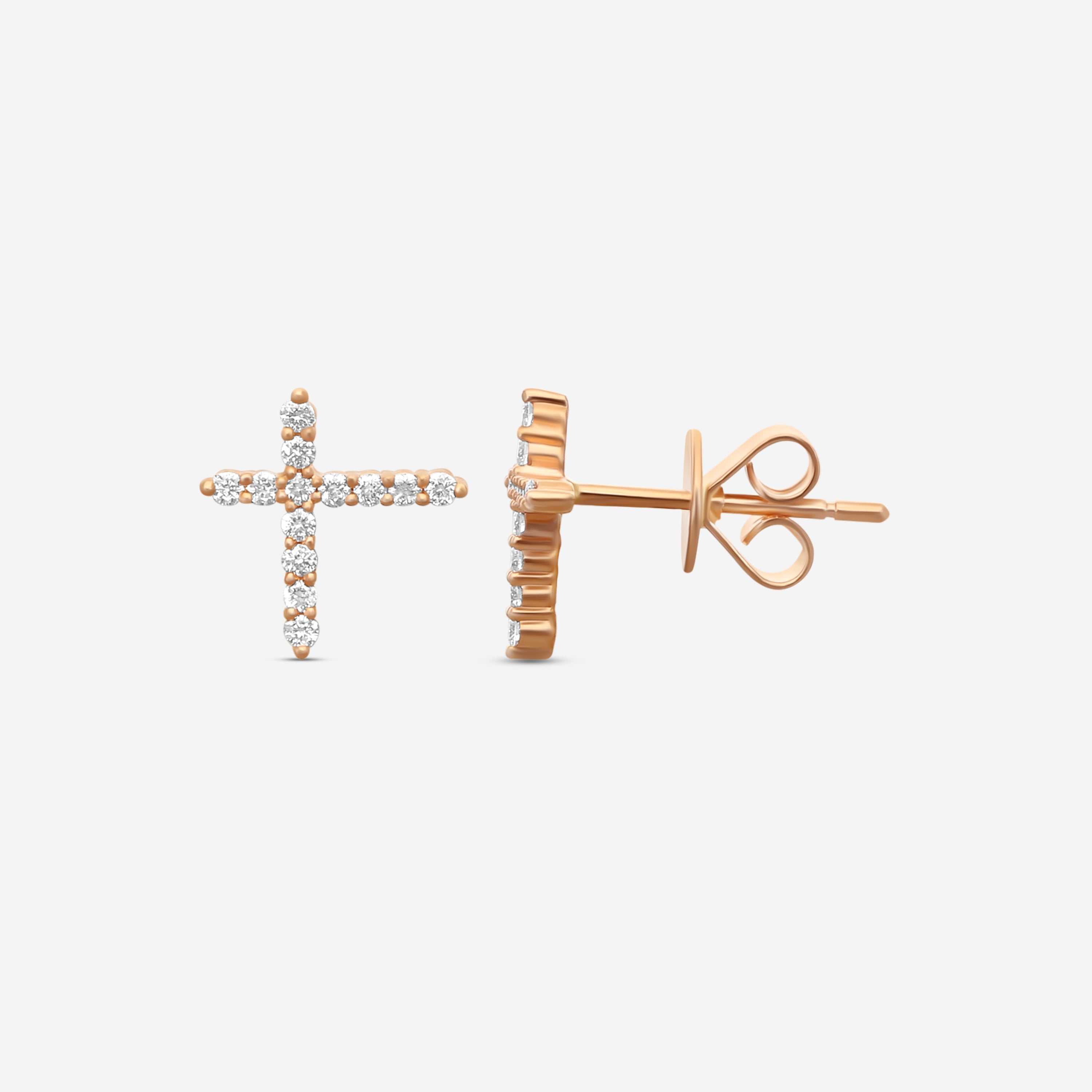 Memoire - 18K Rose Gold Luna Intercross Diamond Earrings (approx 1.7 gr / DIA .21 ct.twd) - FECS135-RG - THE SOLIST