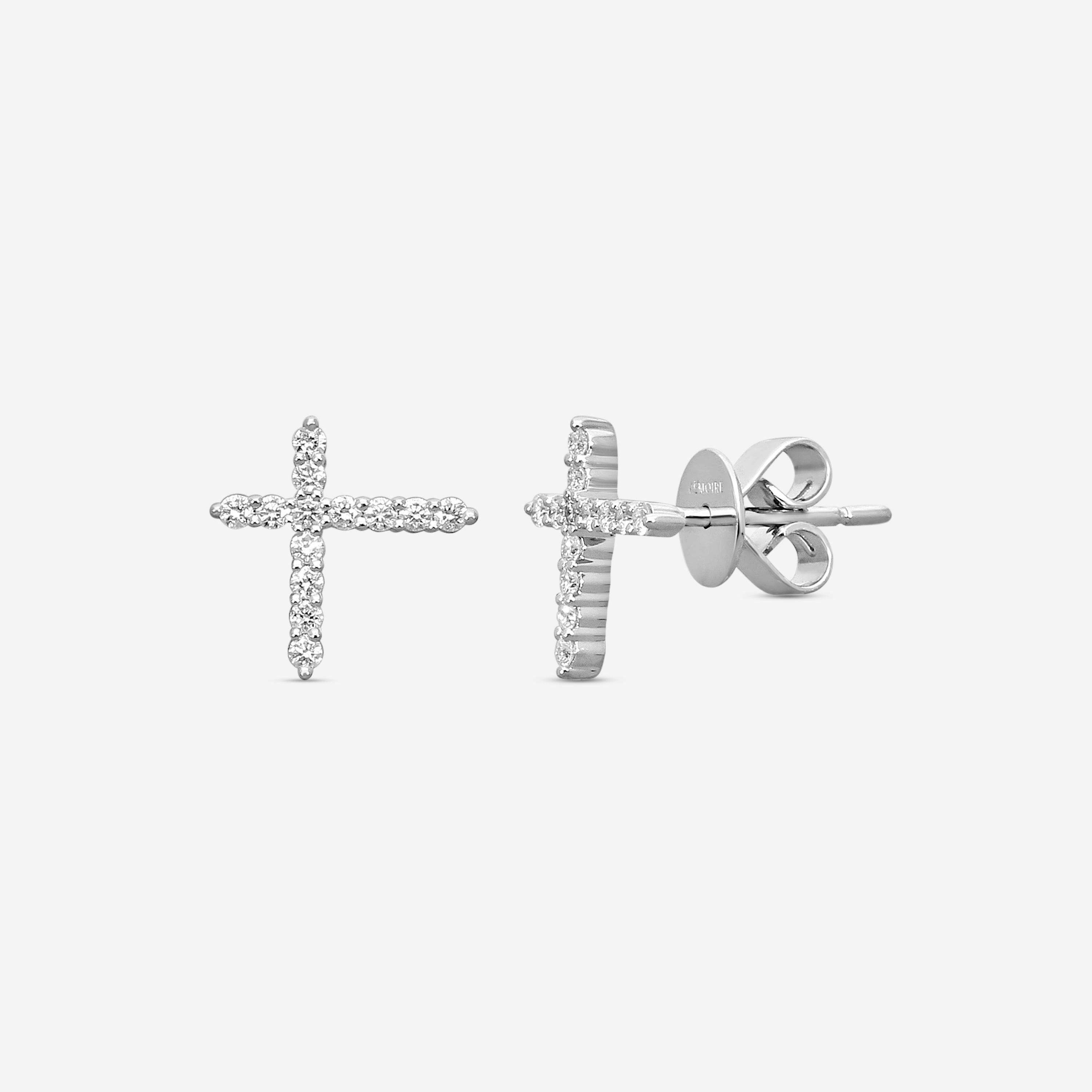MEMOIRE - 18K WG Luna Intercross Diamond Earrings  (Approx.1.7gr./ DIA: .21ct.twd.) - FECS135-WG - THE SOLIST