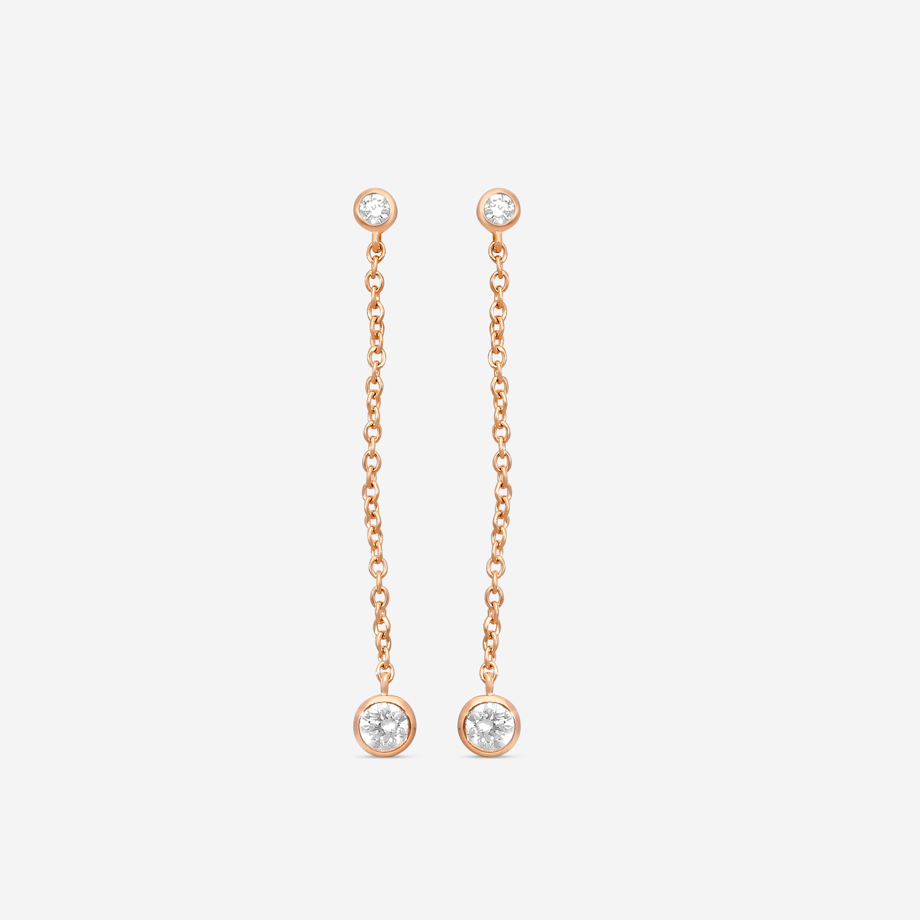 MEMOIRE - 18K RG Cascade Drop Earrings  (Approx.1.5gr./ DIA: .29ct.twd.) - FEZY101-RG
SIZE / Drop:35mm - THE SOLIST