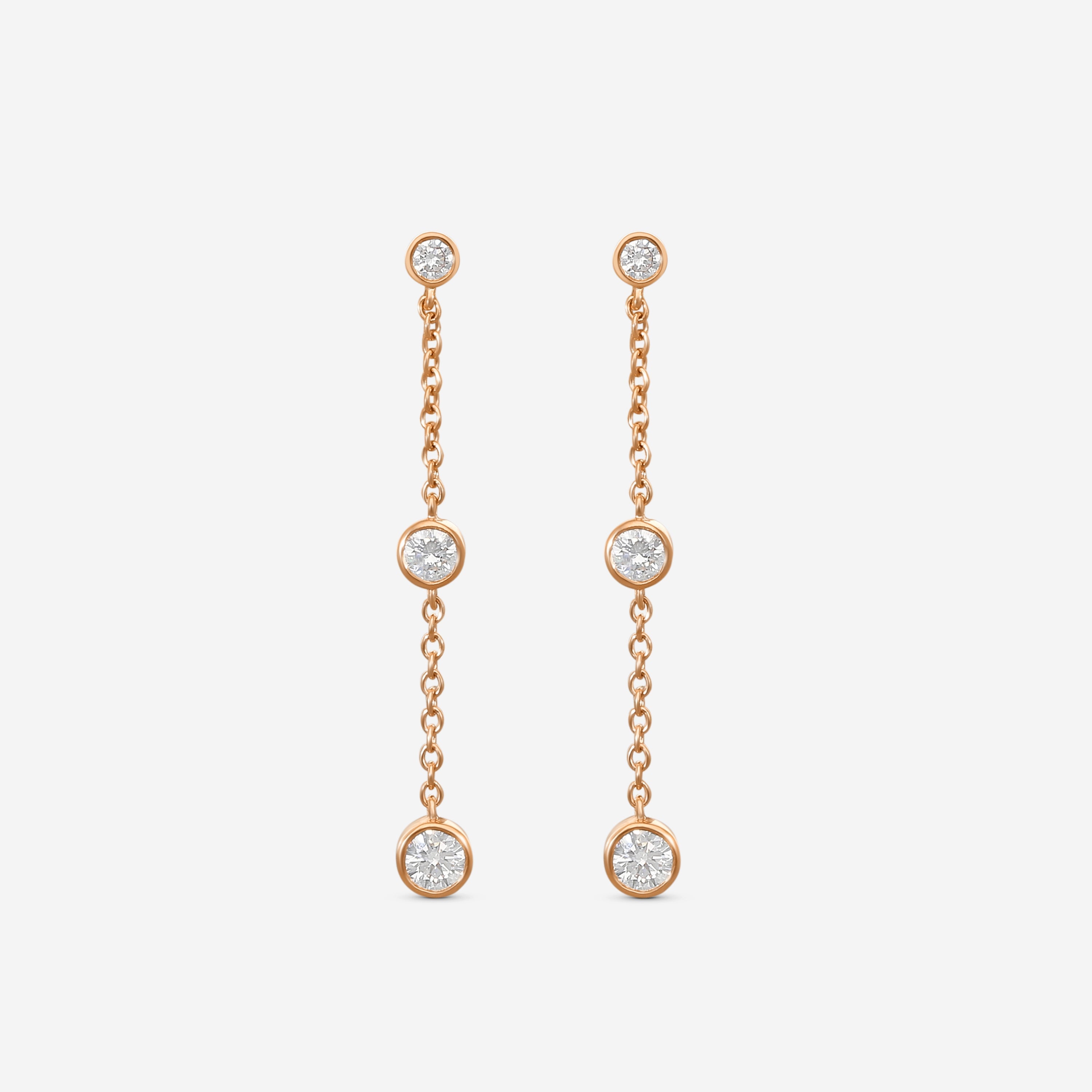 MEMOIRE - 18K RG Cascade Drop Earrings  (Approx.1.8gr./ DIA: .DIA: .ct.twd.) - FEZY102-RG
SIZE / Drop:34mm - THE SOLIST