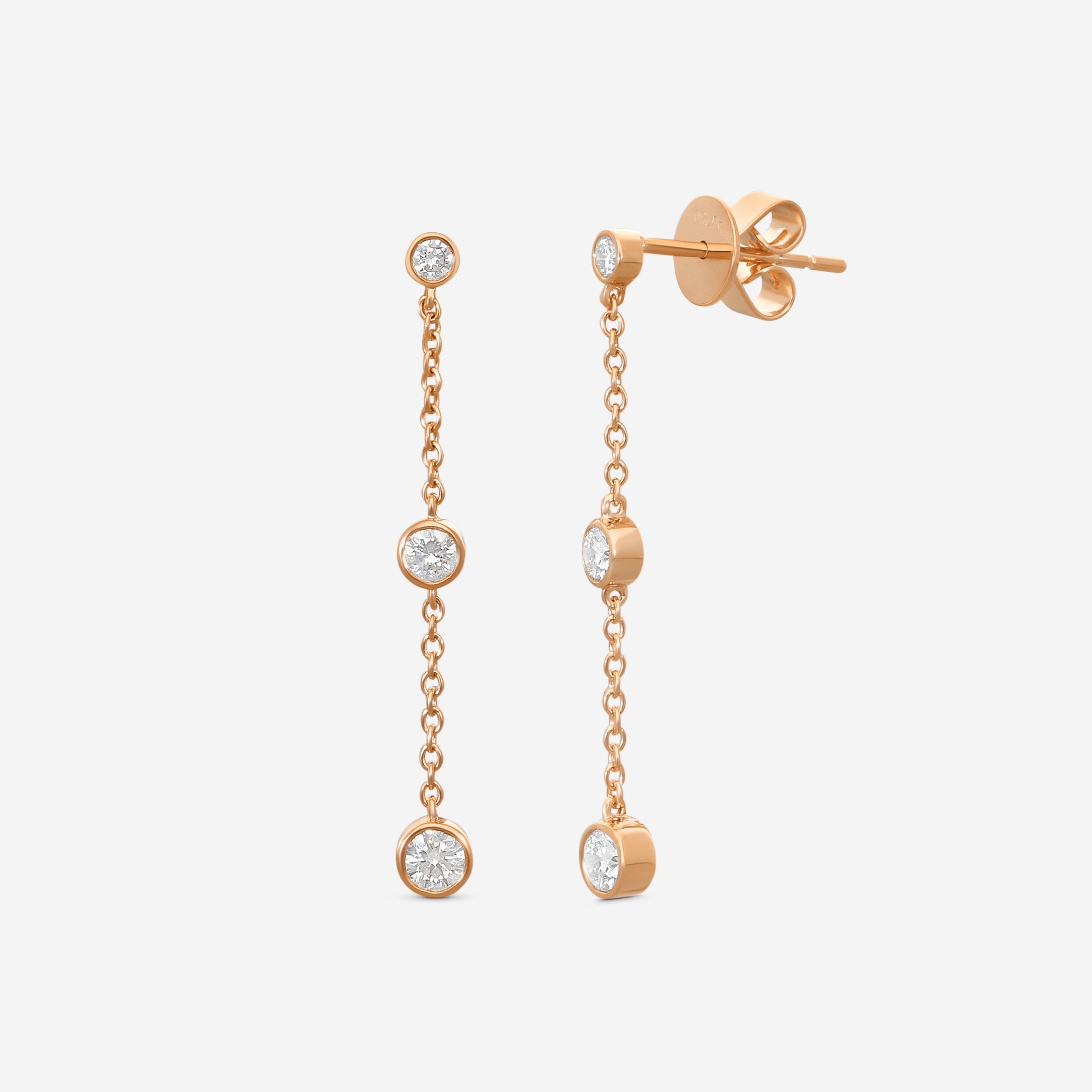 MEMOIRE - 18K RG Cascade Drop Earrings  (Approx.1.8gr./ DIA: .DIA: .ct.twd.) - FEZY102-RG
SIZE / Drop:34mm - THE SOLIST