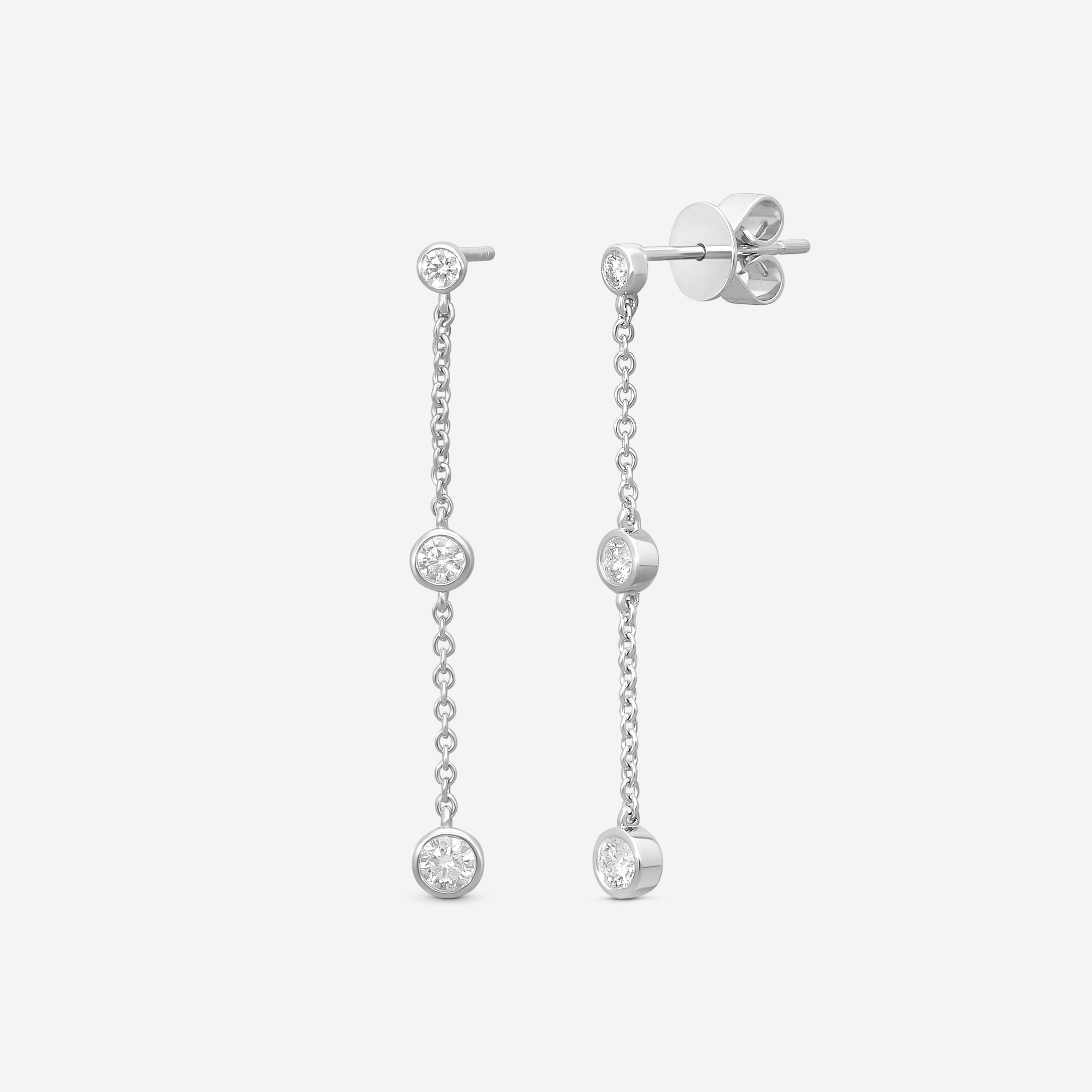 MEMOIRE - 18K WG Cascade Drop Earrings  (Approx.1.8gr./ DIA: .DIA: .ct.twd.) - FEZY102-WG
SIZE / Drop:34mm - THE SOLIST