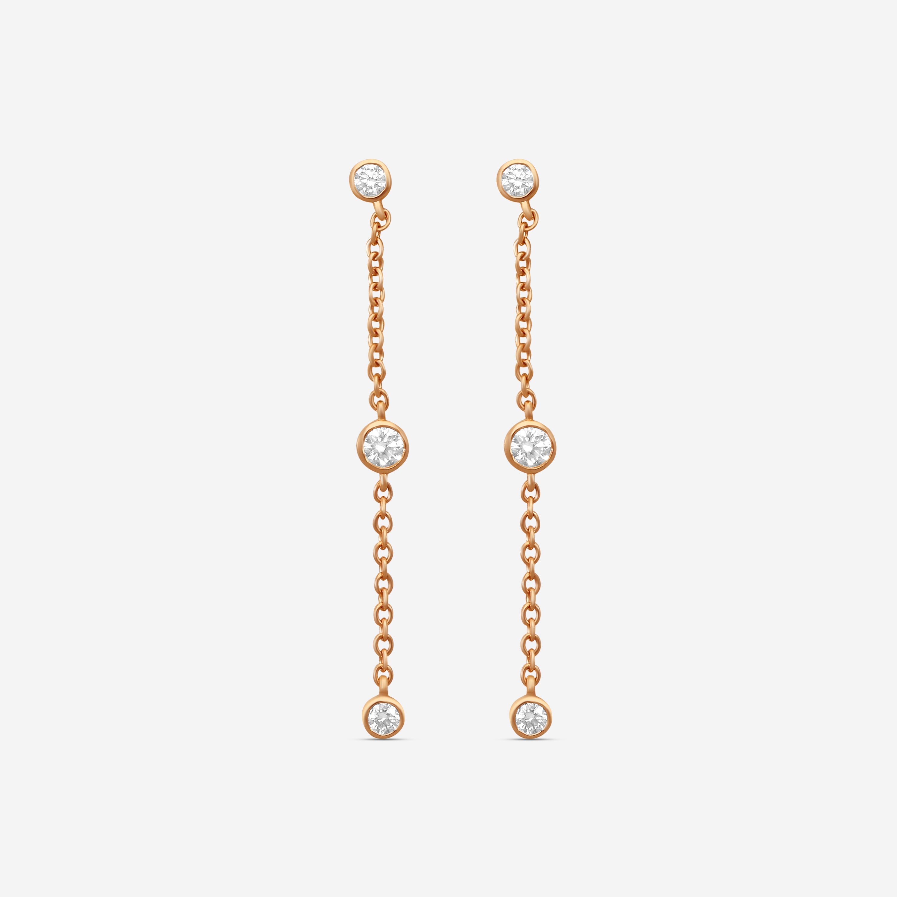 MEMOIRE - 18K RG Cascade Drop Earrings  (Approx.1.6gr./ DIA: .23ct.twd.) - FEZY103-RG
SIZE / Drop:35mm - THE SOLIST