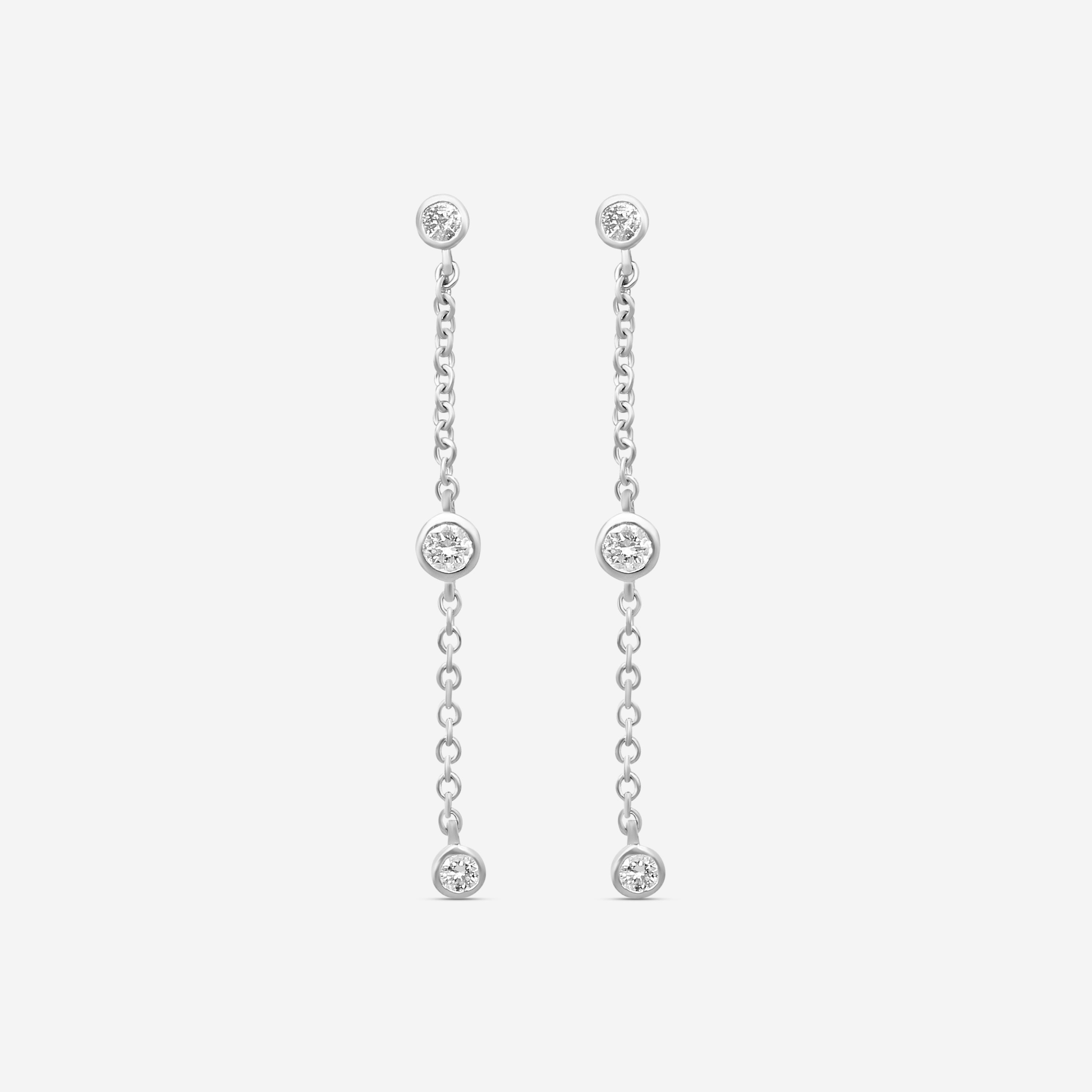 MEMOIRE - 18K WG Cascade Drop Earrings  (Approx.1.4gr./ DIA: .23ct.twd.) - FEZY103-WGSIZE / Drop:35mm - THE SOLIST