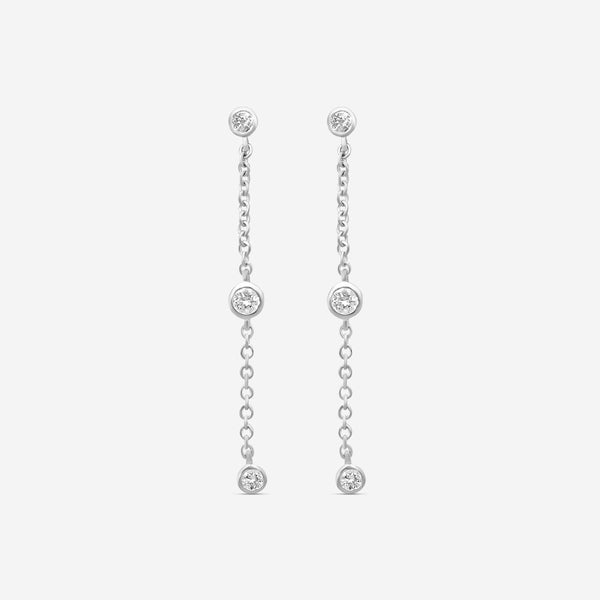 MEMOIRE - 18K WG Cascade Drop Earrings  (Approx.1.4gr./ DIA: .23ct.twd.) - FEZY103-WGSIZE / Drop:35mm - THE SOLIST