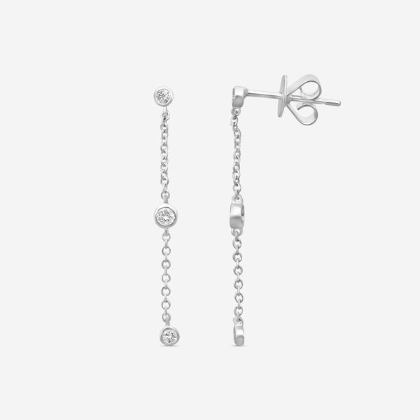 MEMOIRE - 18K WG Cascade Drop Earrings  (Approx.1.4gr./ DIA: .23ct.twd.) - FEZY103-WGSIZE / Drop:35mm - THE SOLIST