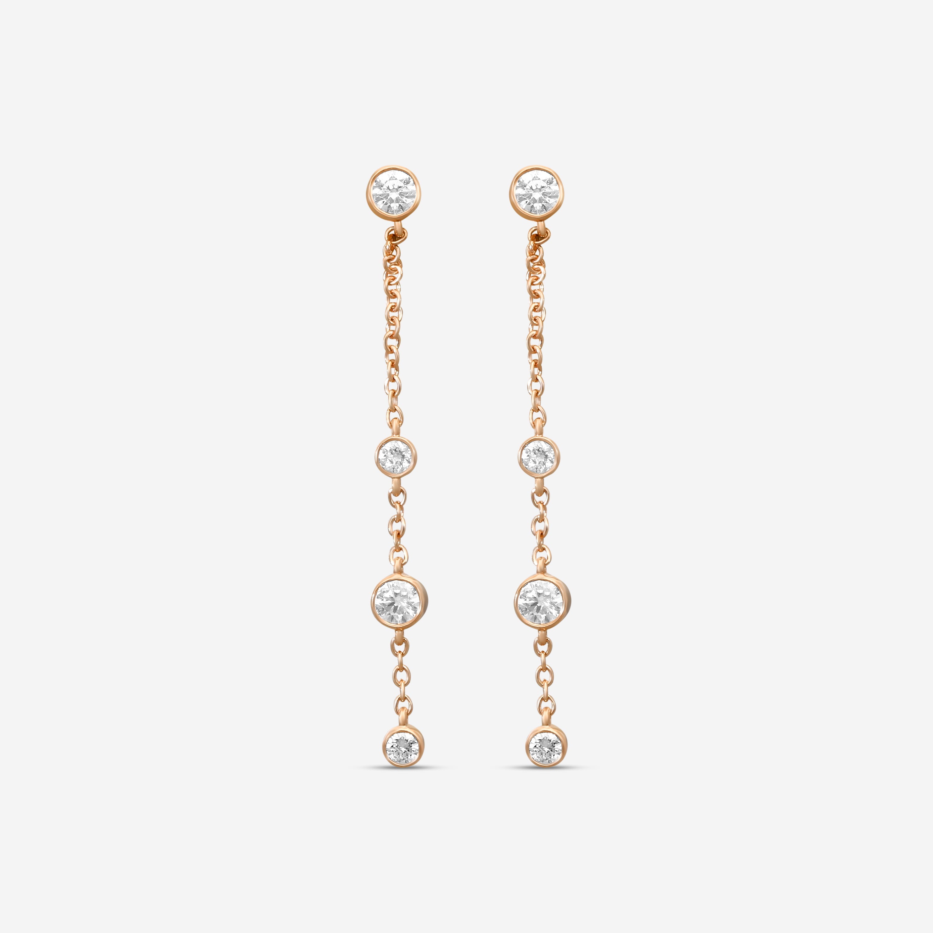 MEMOIRE - 18K RG Cascade Drop Earrings (Approx.1.8gr./ DIA: .46ct.twd.) - FEZY104-RG
SIZE / Drop:40mm - THE SOLIST