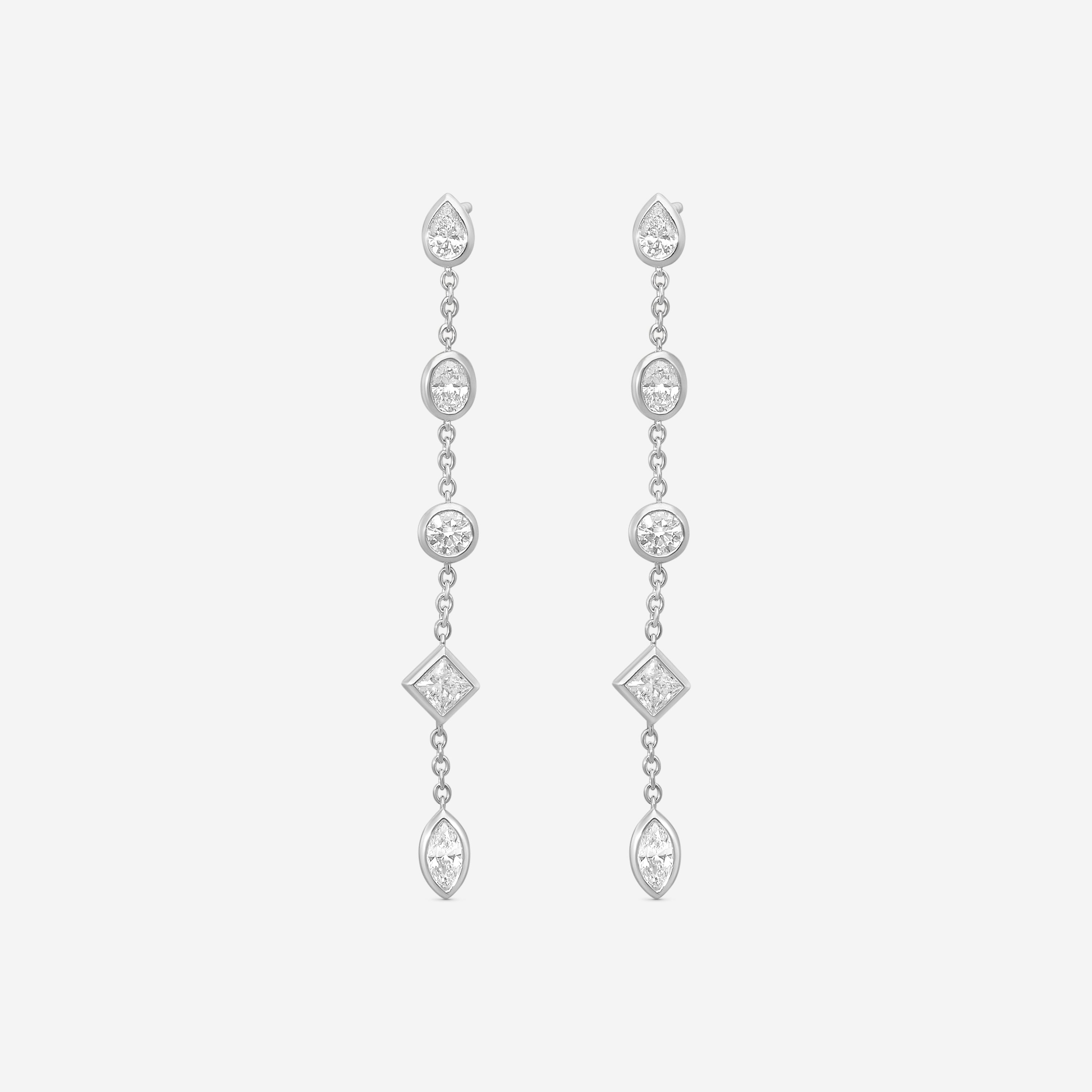 MEMOIRE - 18K WG Cascade Mixed Fancy Shape Drop Earrings (Approx.2.7gr./ DIA: .92ct.twd.) - FEZY159-WG
SIZE / Drop:45mm - THE SOLIST