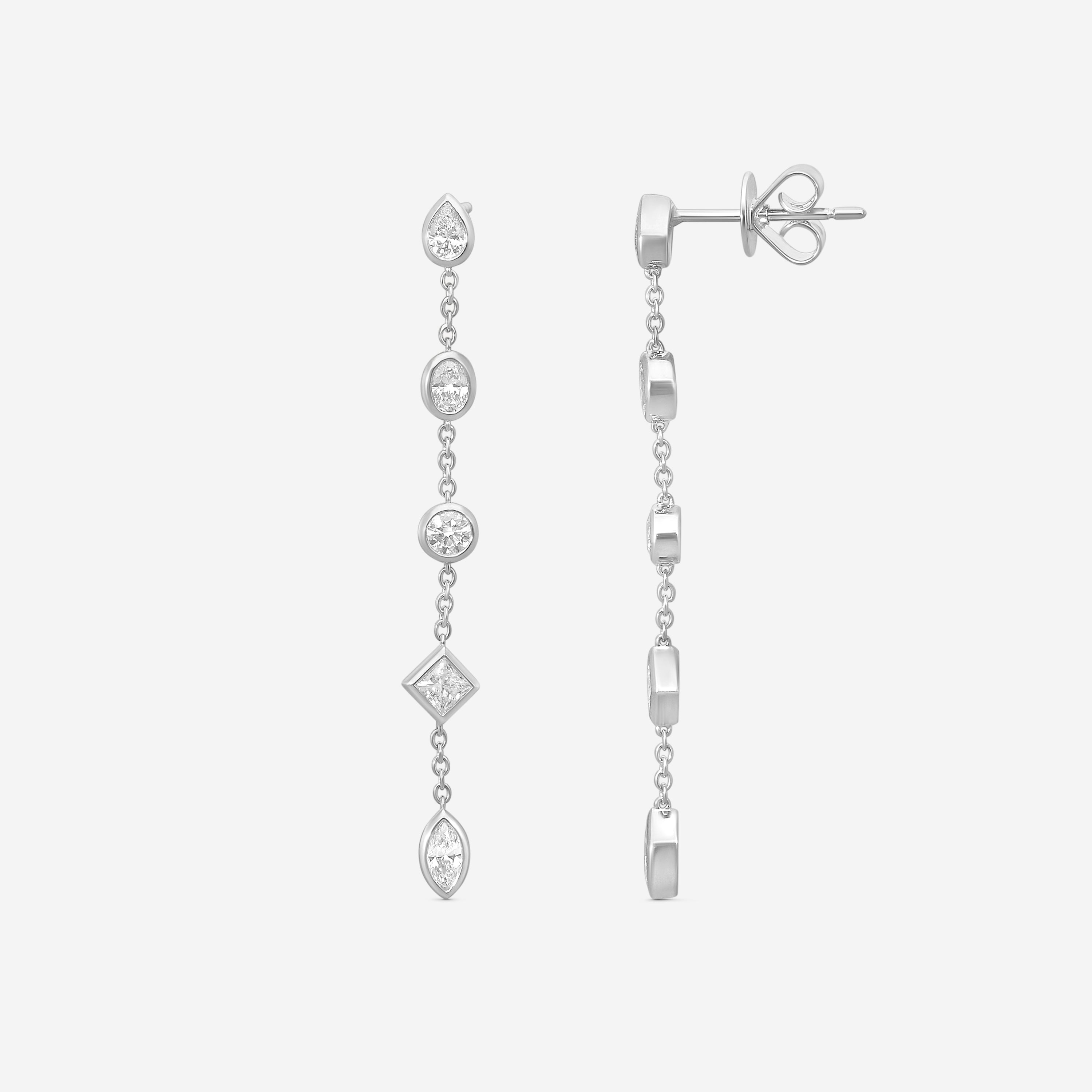 MEMOIRE - 18K WG Cascade Mixed Fancy Shape Drop Earrings (Approx.2.7gr./ DIA: .92ct.twd.) - FEZY159-WG
SIZE / Drop:45mm - THE SOLIST