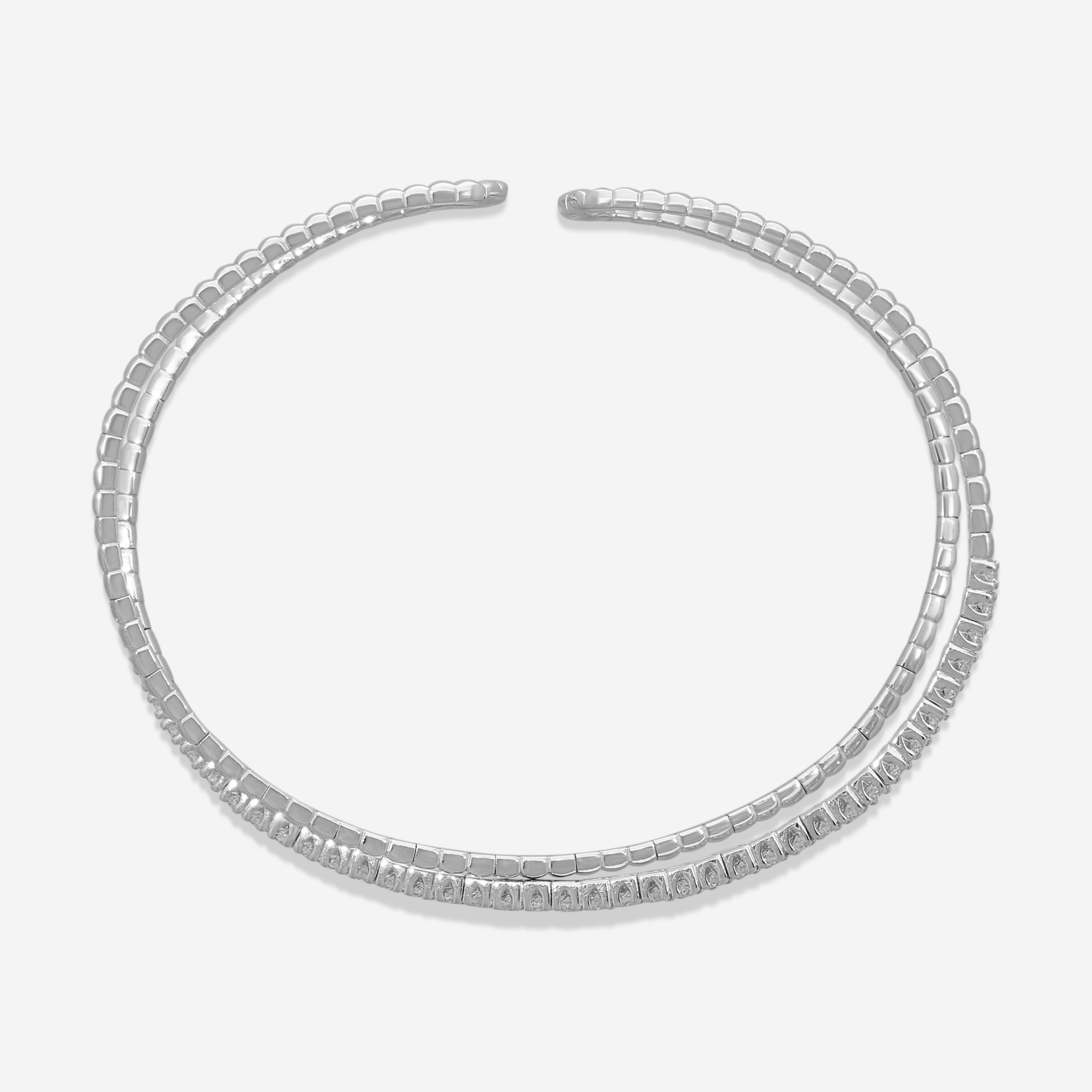 Mémoire 18K White Gold Diamond Open Flex Crisscross Bangle Bracelet FGFX10857458W72000 - THE SOLIST
