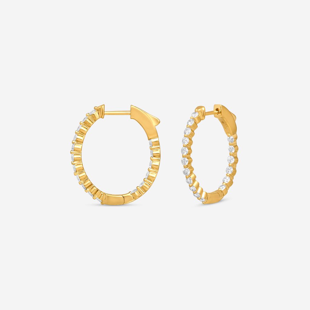 Ina Mar 14K Yellow Gold Diamond Shared Prong Oval Hoop Earrings E1182A-FY-100F - THE SOLIST