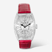 Franck Muller Cintree Curvex 18K White Gold Diamond Quartz Ladies Watch 5852QZD