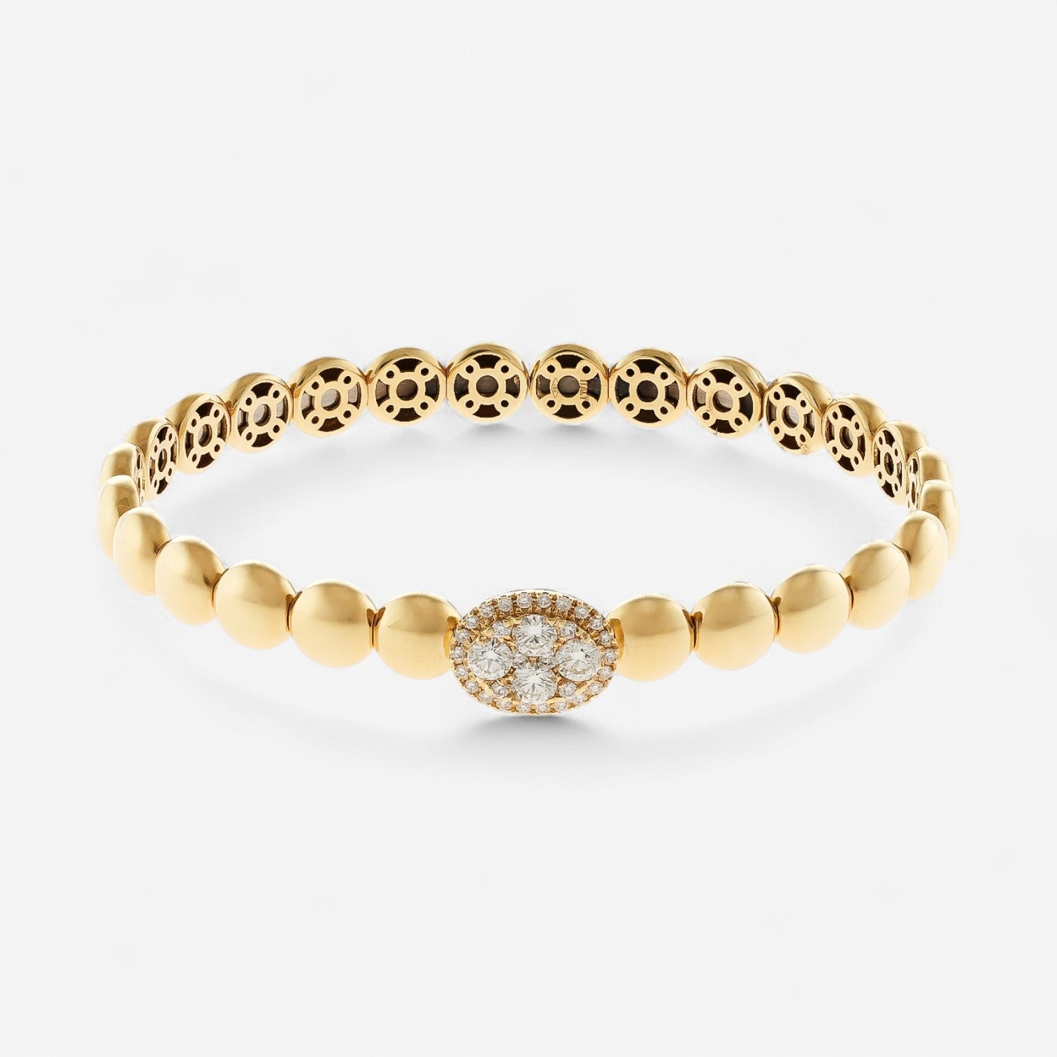 Alberto Milani Via Senato 18K Yellow Gold Diamond Cuff Bracelet G0043E-6.5