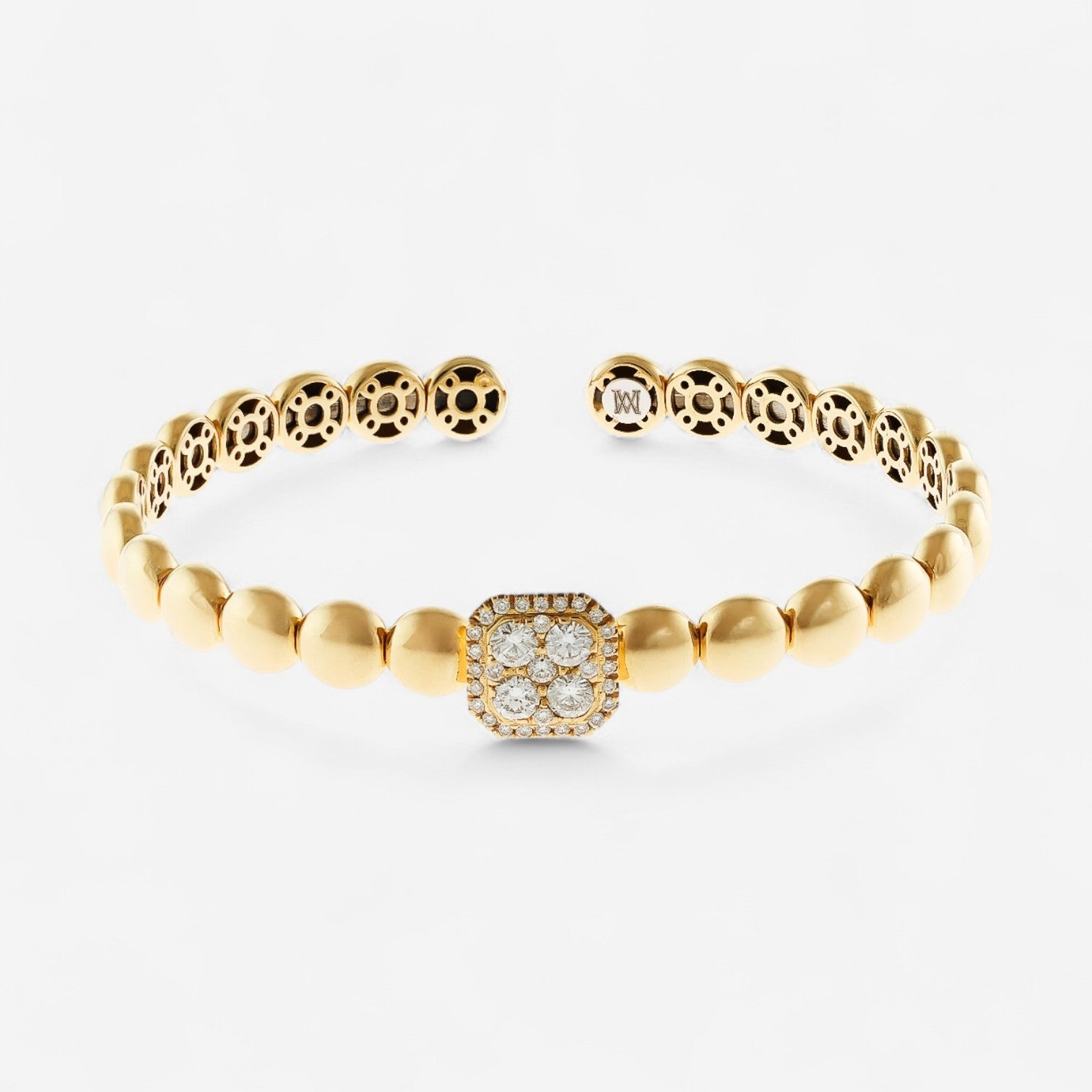 Alberto Milani Via Senato 18K Yellow Gold Diamond Cuff Bracelet G0048E-6.5