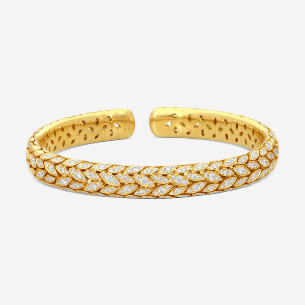 Crivelli 18K Yellow Gold Leaf Diamond Bangle Bracelet G0105E