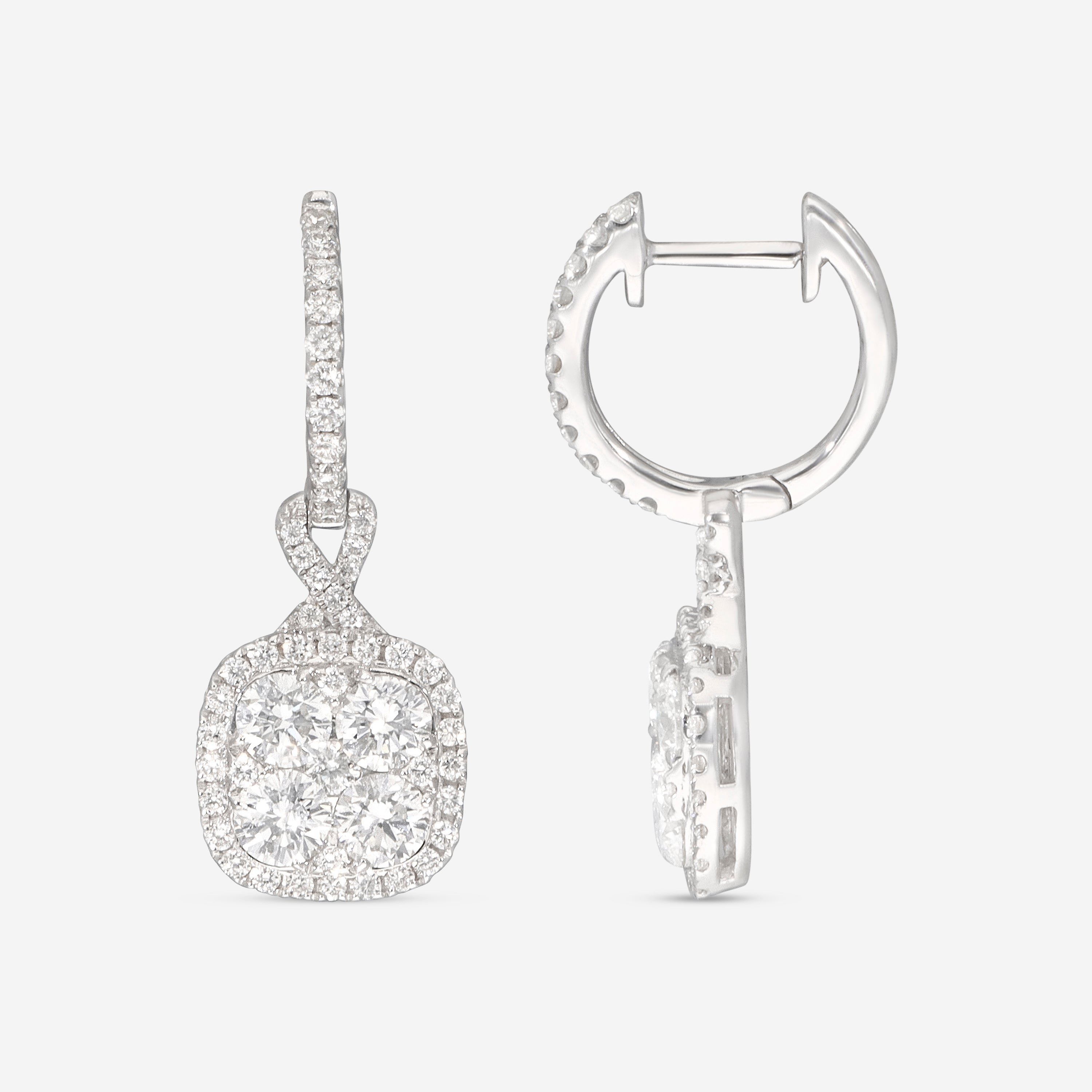 Ina Mar 18K White Gold, Diamond 2.45ct. tw. Cluster Drop Earrings IMKGK02