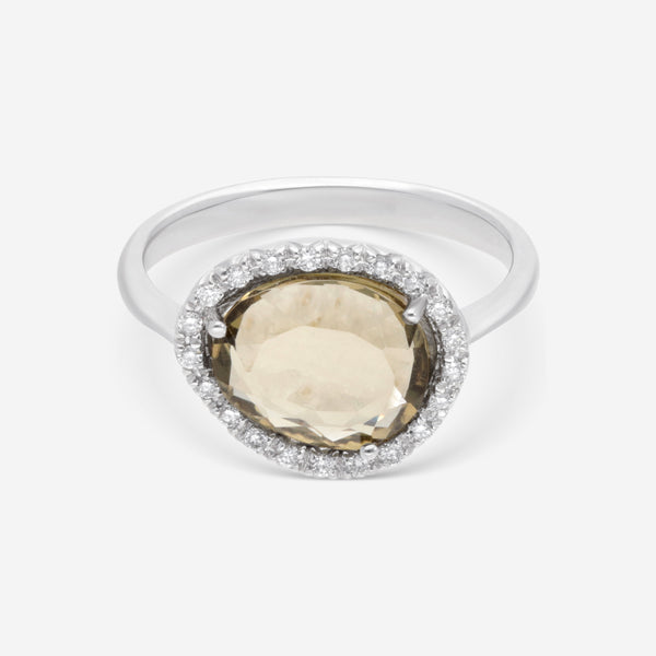 SuperOro Greta 18K White Gold Diamond & Olive Quartz Statement Ring GRETA/A001b - THE SOLIST