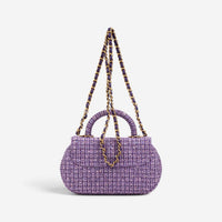 Chanel Purple Tweed Sequin Canvas Top Handle Flap Bag GTA0176