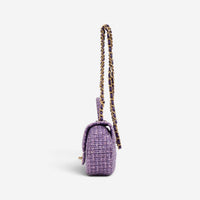 Chanel Purple Tweed Sequin Canvas Top Handle Flap Bag GTA0176