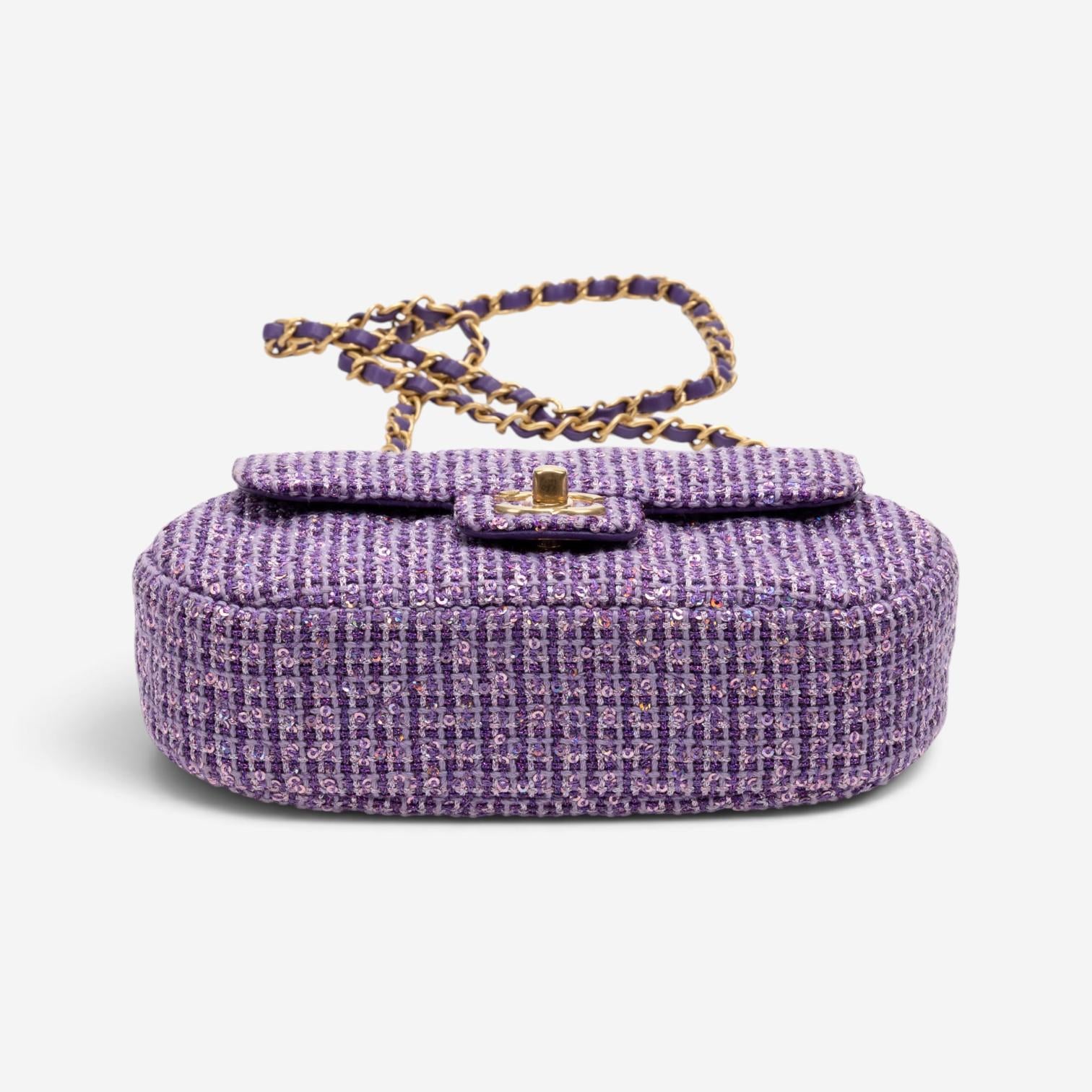 Chanel Purple Tweed Sequin Canvas Top Handle Flap Bag GTA0176