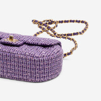 Chanel Purple Tweed Sequin Canvas Top Handle Flap Bag GTA0176