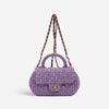 Chanel Purple Tweed Sequin Canvas Top Handle Flap Bag GTA0176