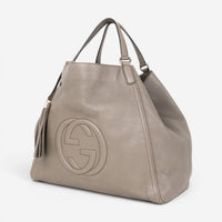 Gucci Soho Gray Grained Calfskin Leather Hobo Bag GTA0654