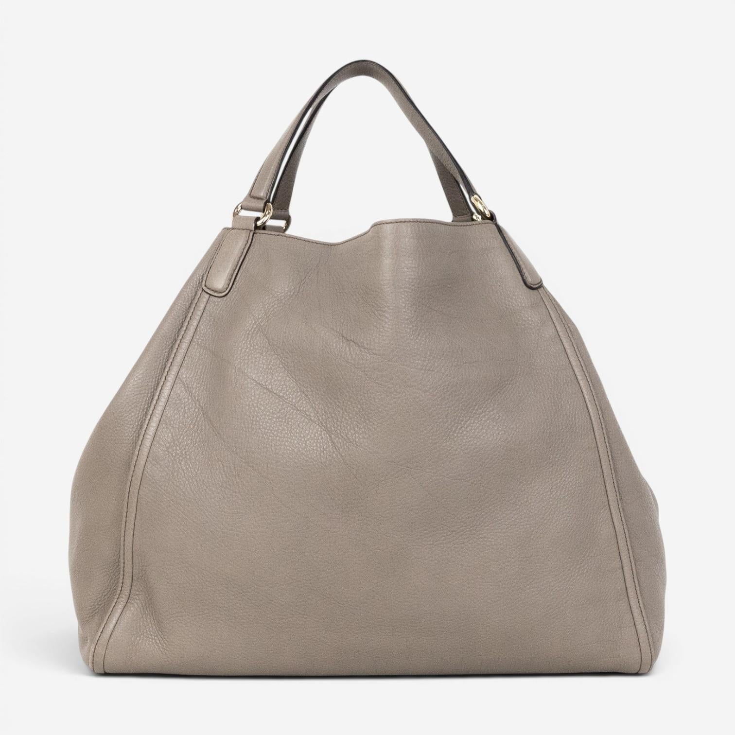 Gucci Soho Gray Grained Calfskin Leather Hobo Bag GTA0654