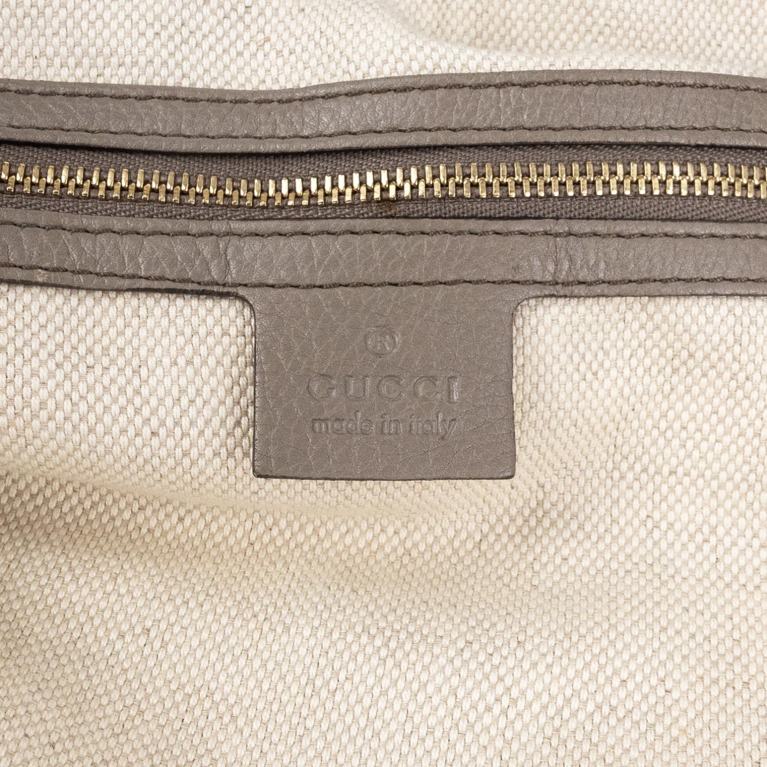 Gucci Soho Gray Grained Calfskin Leather Hobo Bag GTA0654