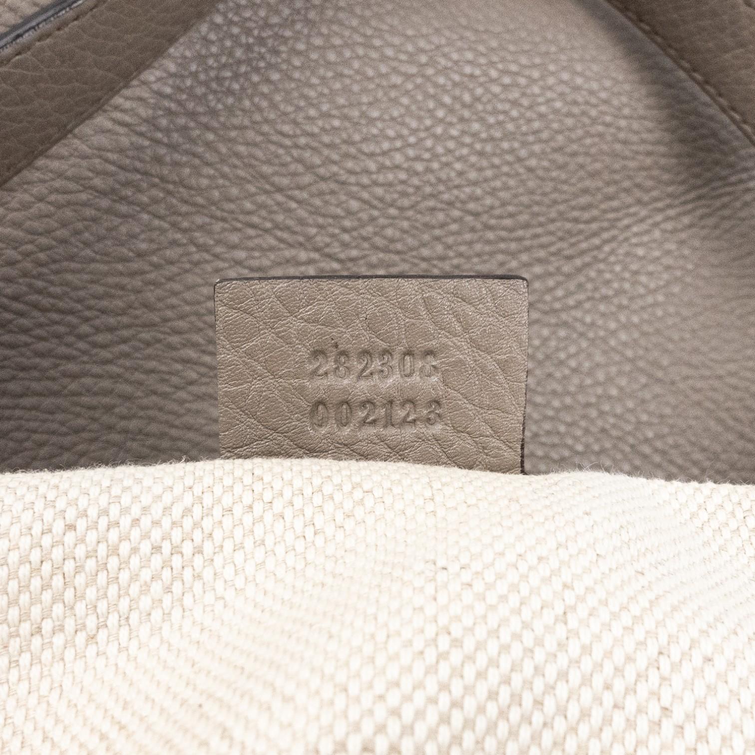Gucci Soho Gray Grained Calfskin Leather Hobo Bag GTA0654