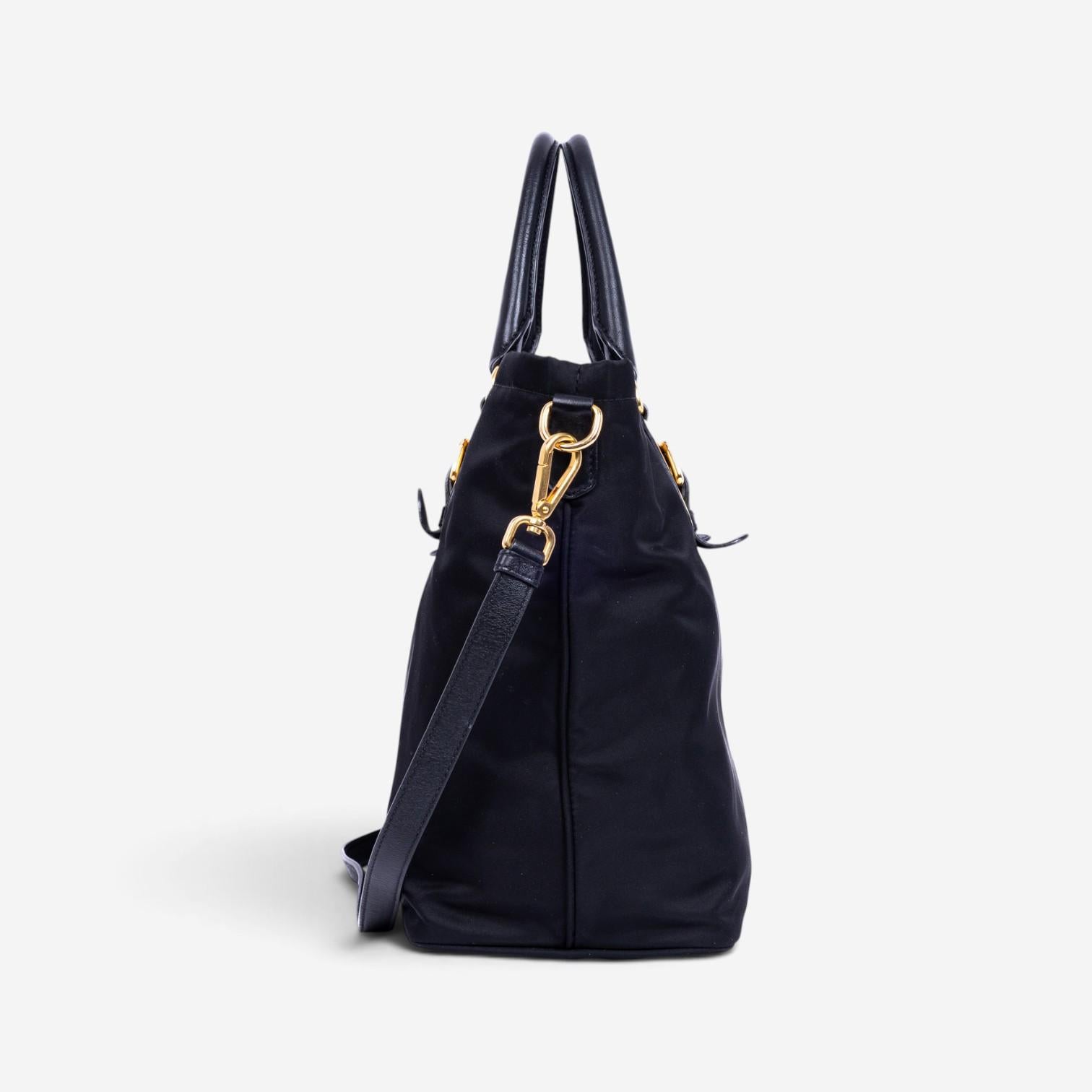 Prada Black Nylon Canvas Leather Crossbody Tote Bag GTA1057