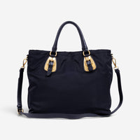 Prada Black Nylon Canvas Leather Crossbody Tote Bag GTA1057